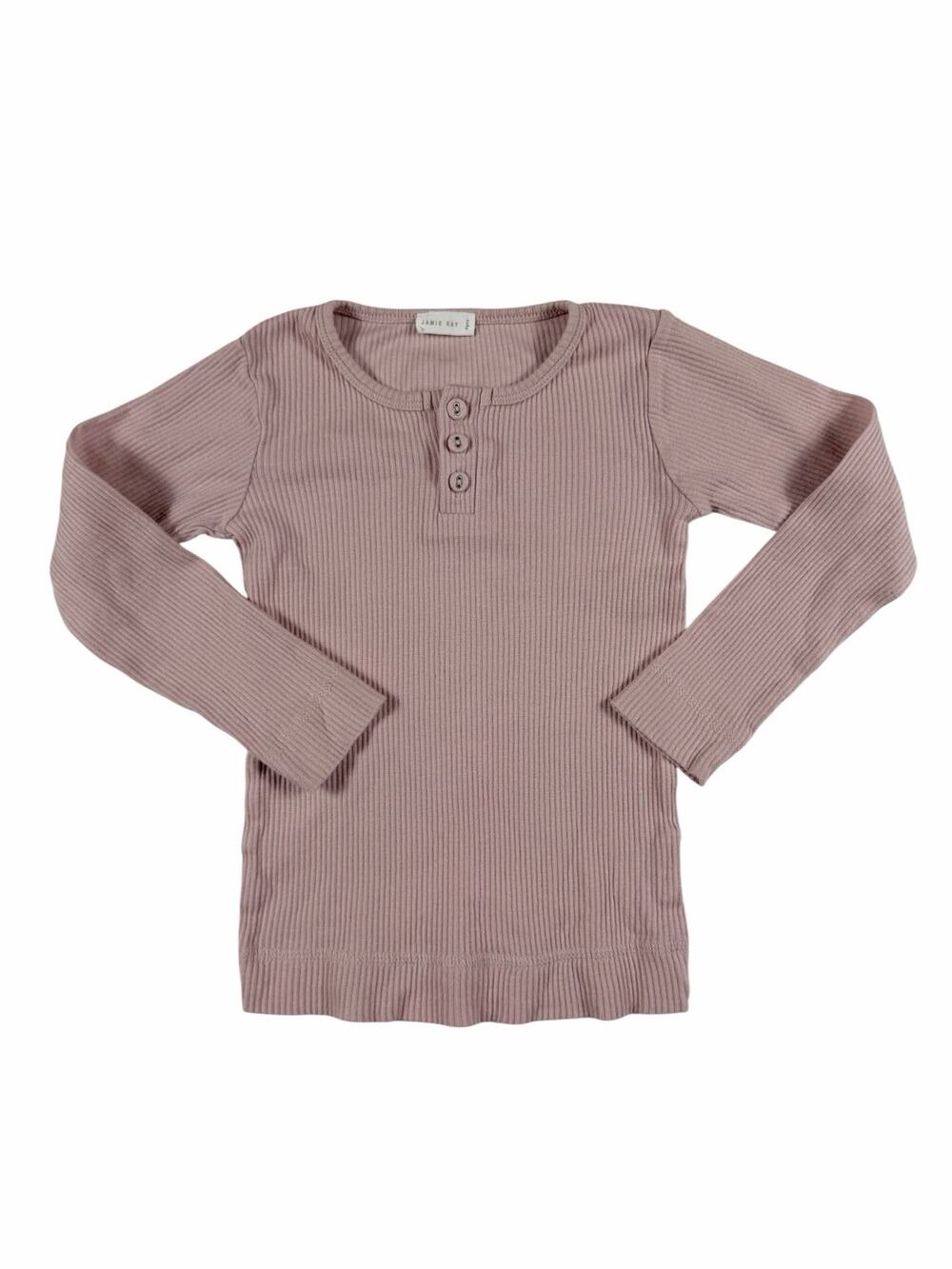 Jamie Kay Organic Cotton Modal Long Sleeve Henley Top Sage Pink 4